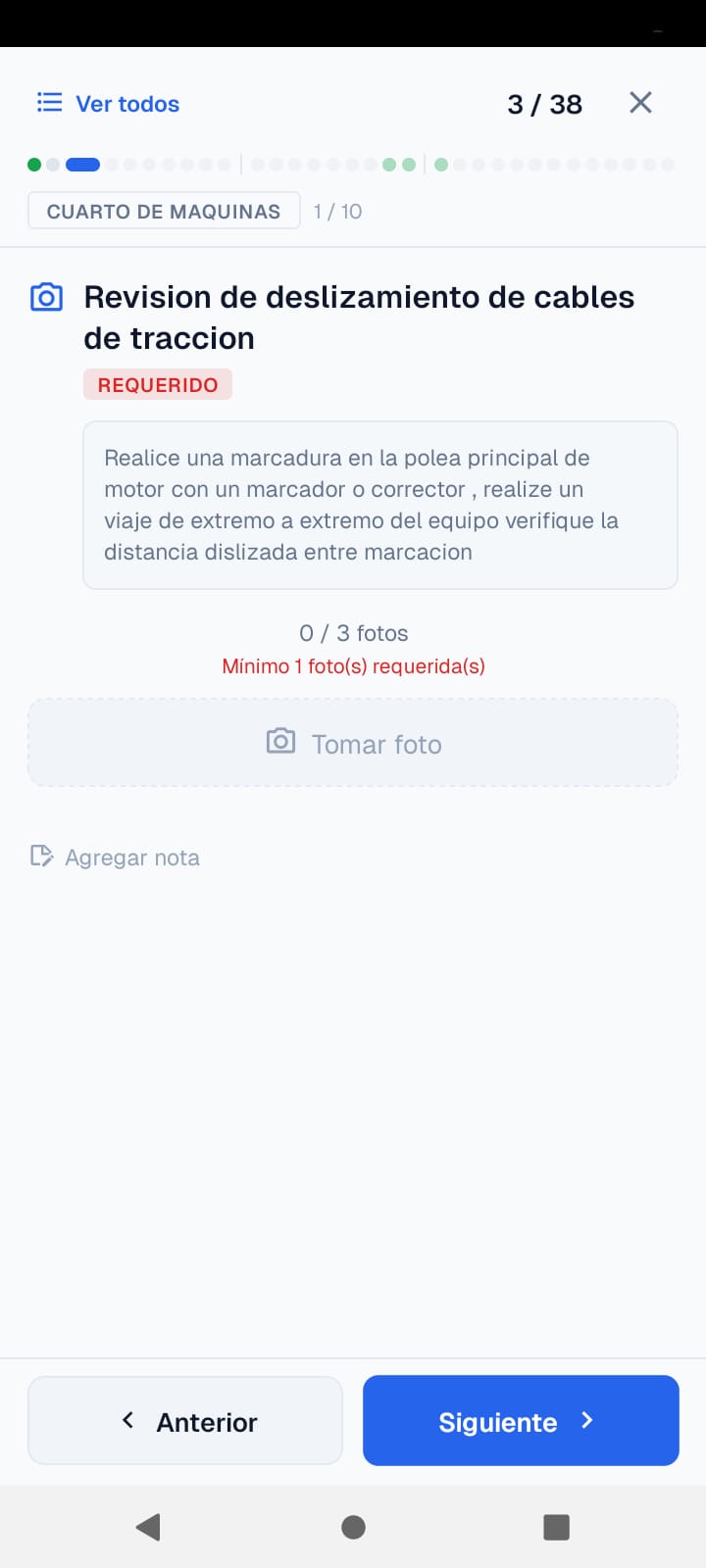 Checklist con captura de evidencias